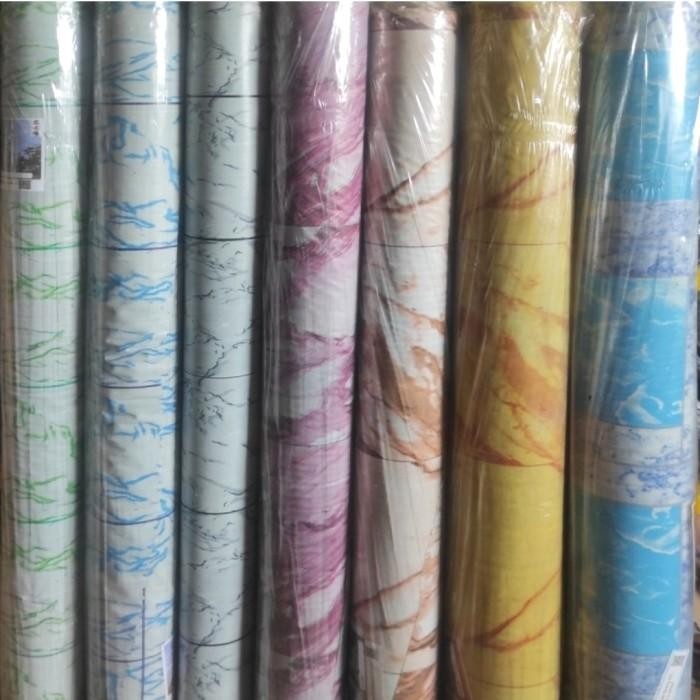 (Allthebest) Karpet Lantai Plastik Meteran Motif Keramik Marmer Granit Vinyl