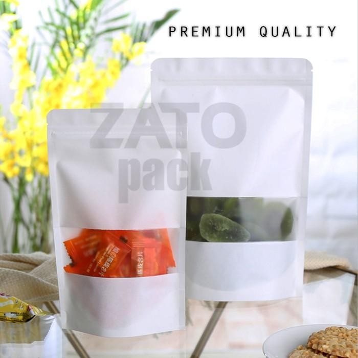 (Allthebest) 9x14 Kraft Paper bag WHITE standing pouch ZATOPACK - kemasan
