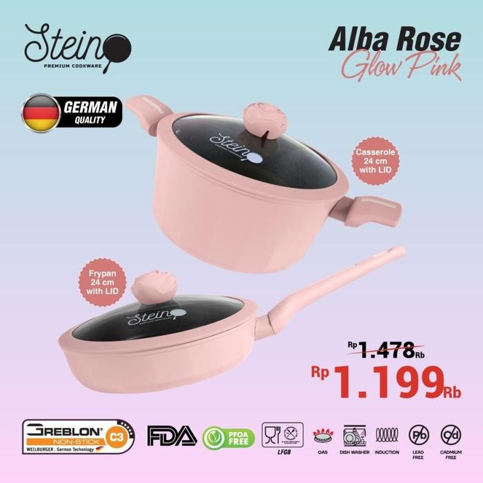 Steincookware Stein Alba Rose Set 2 In 1 Panci Set Anti-Lengket
