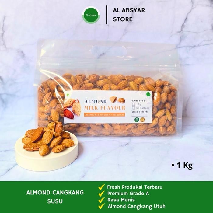

Almond Cangkang Susu Butter Milk 1 kg Roasted Healthy Food Kurma Alif Nut Granola Oleh-Oleh Timur