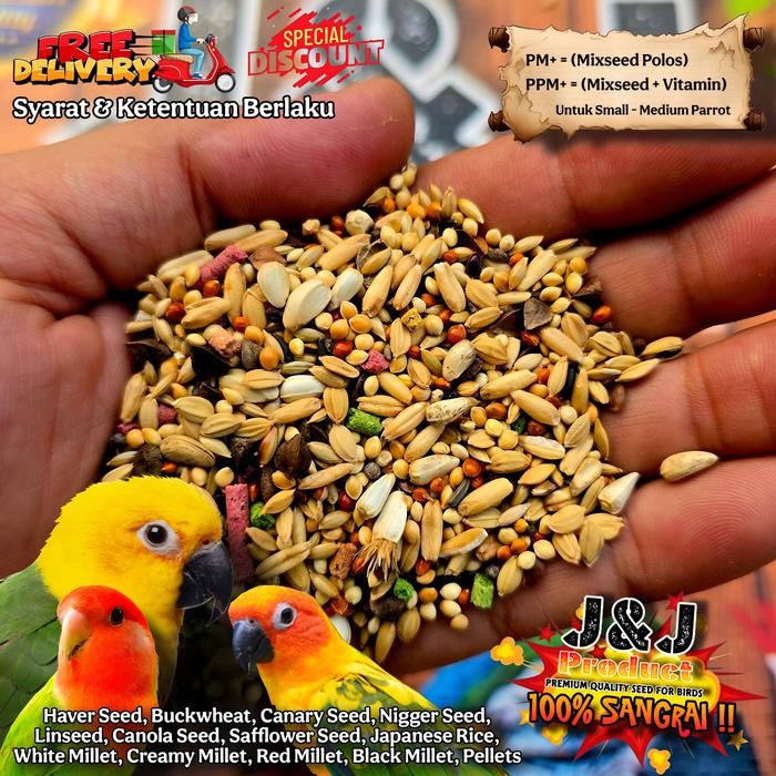 

J&J parrot mix plus pakan ternak lovebird haverseed buckwheat 5kg