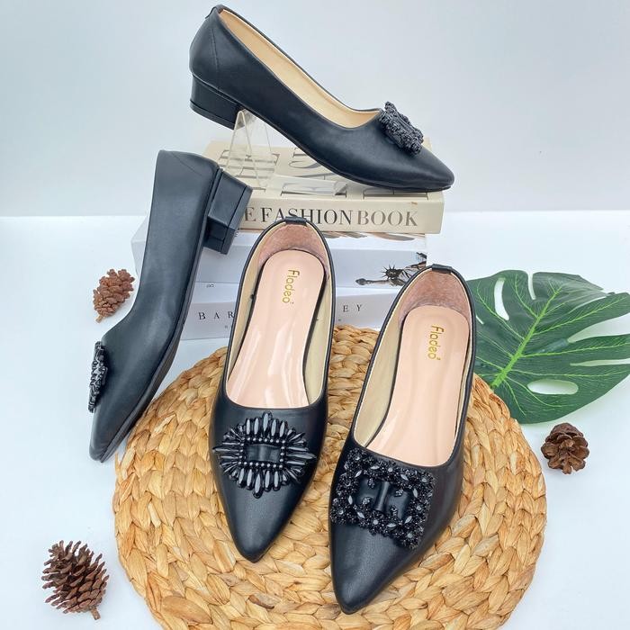 Luxuscollection Indo - Fladeo Sepatu Pantofel Hitam Wanita Terbaru Model Standar Size 37-41 Dengan