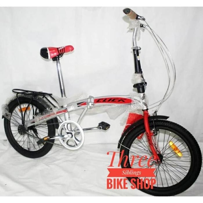 Sepeda Lipat Genio Click 20 Inch Warna Silver Merah