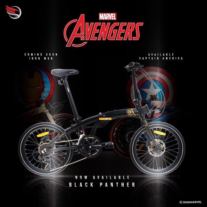 Sepeda Lipat / Folding Bike 20 Element Ecosmo Z8 Black Panther