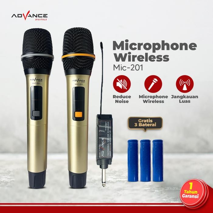 ADVANCE MIC201 Mic Wireless Microphone Tanpa Kabel Mik Karoke Mikrofon Karaoke Duet