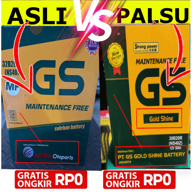 Aki Kering GS NS40 / 36B20R GS MF Astra Otoparts Original Bukan GS KW GS Gold Star Original Asli 100