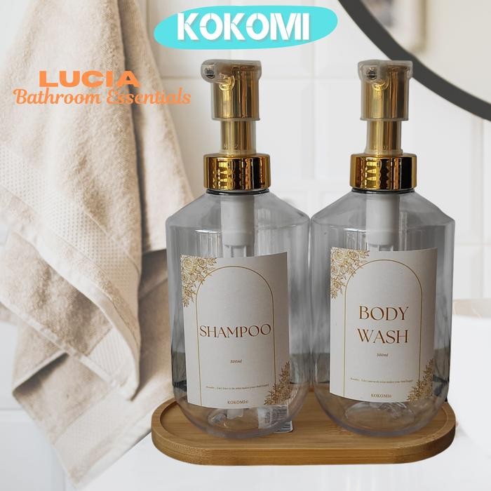 KOKOMI Botol Sabun Aesthetic Lucia Botol Refill Sabun Cair ml Dapat Stiker Label Botol Refillable