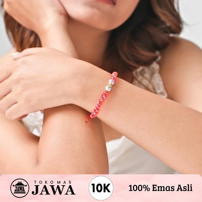 (Allthebest) Gelang Tali Emas Kristal Baby Newborn Emera Kadar 10 Karat Toko Mas Jawa