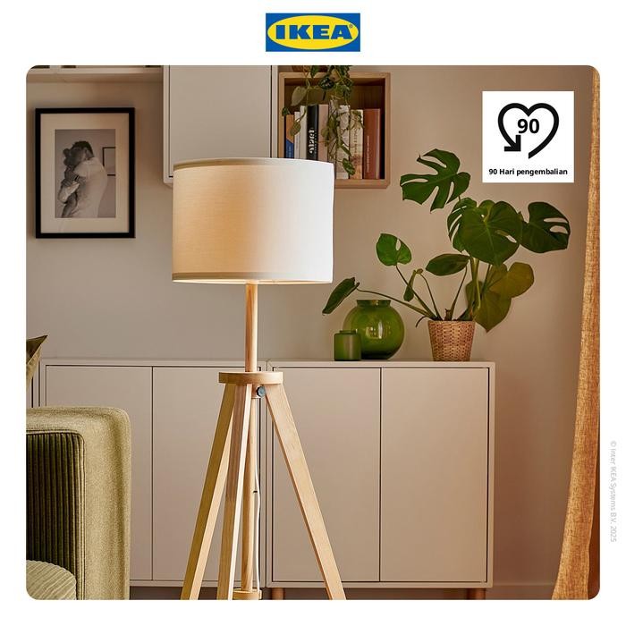 NEW IKEA LAUTERS Lampu Lantai / Lampu Baca Kayu Ash/Putih Minimalis