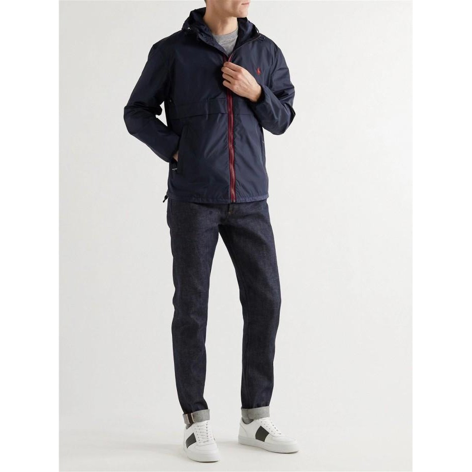 Jaket Polo Ralph Lauren Belport Logo Embroidered Hooded Recycled Nylon Hoodie Water Repellent