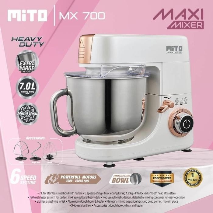 NEW Mito Stand Mixer MX700 Stainless Bowl Mixer Kapasitas 7 LIter MX-700