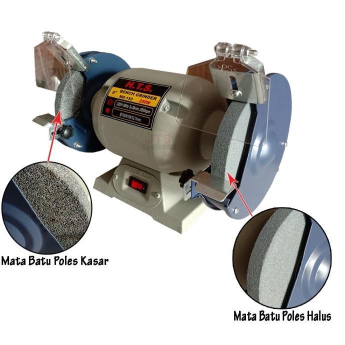 Hts 6 Inch Gerinda Duduk Bench Grinder Mesin Poles Batu Asah Md-150