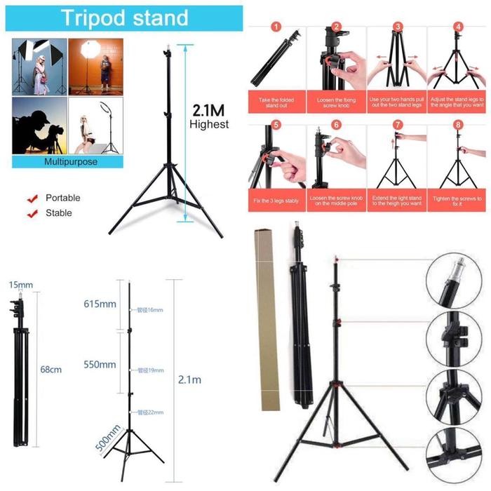TRIPOD FULL BESI/TRIPOD HP/TRIPOD CAMERA/TRIPOD RING LED 2 meter (TERBAIK) (TERBARU) (TERMURAH)