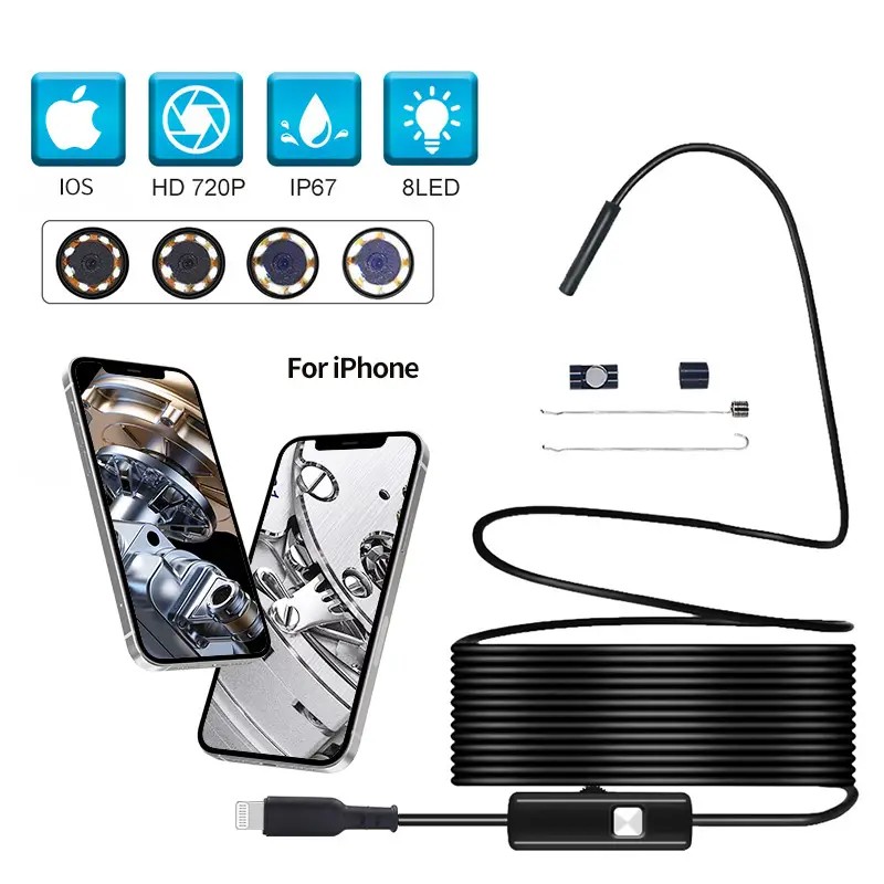 Endoscope Camera for Ios Iphone Cars Endoscopic  Waterproof 8 LEDs
