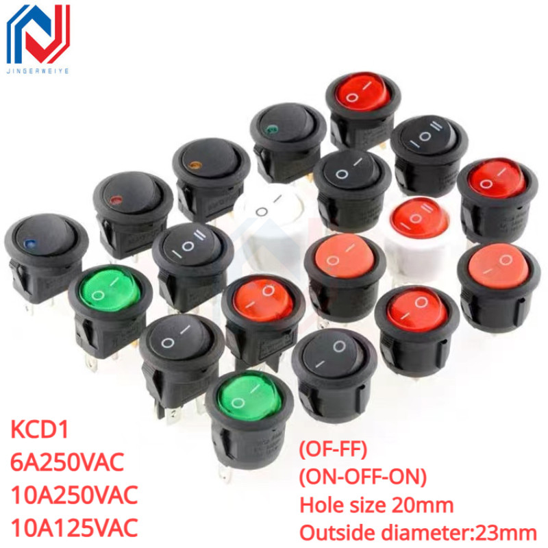 1PCS ON/OFF Round Rocker Switch LED illuminated Car Dashboard Dash Boat Van 12V 24V / 6A 250V / 10A 