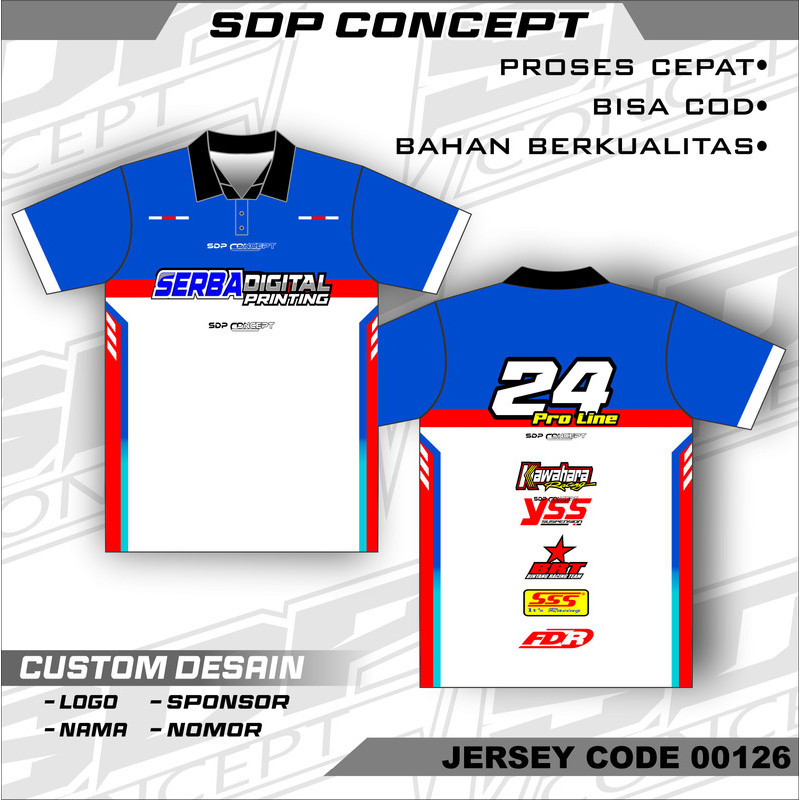 Baju Kaos Jersey Racing – Full Printing Custom Futsal Bola Basket Sepeda Downhill MTB – Lengan Panja