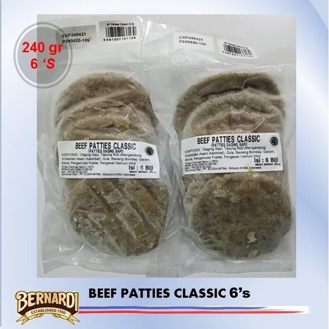 

(Allthebest) BERNARDI Beef Patties Classic isi 6 pc 240 gr