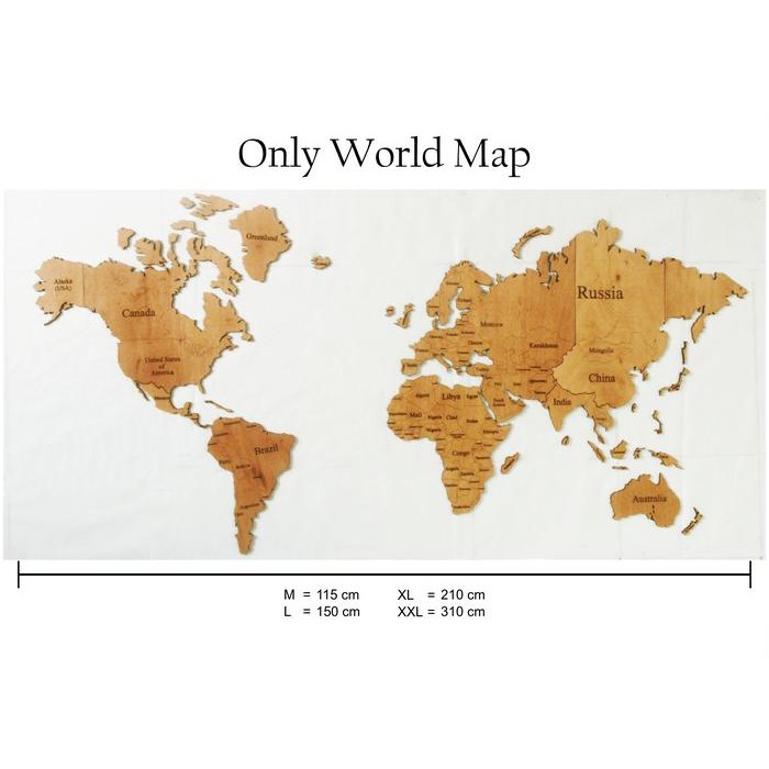 (Allthebest) Peta dunia kayu (World Map Wood) / Dekorasi Hiasan Dinding