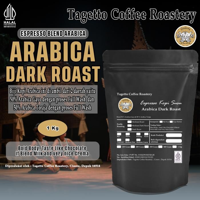 

Otten Coffee - Biji Kopi Espresso Kopi Susu Arabika Dark Roast 1Kg Arabica Bean Ground Bubuk 1 Kg