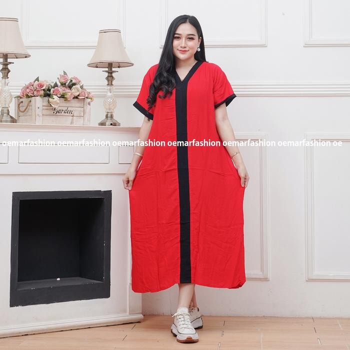 DASTER JUMBO LD 120 MOTIF POLOS MOTIF LIS HITAM BUSUI FRIENDLY LD 120 PANJANG BAJU 120