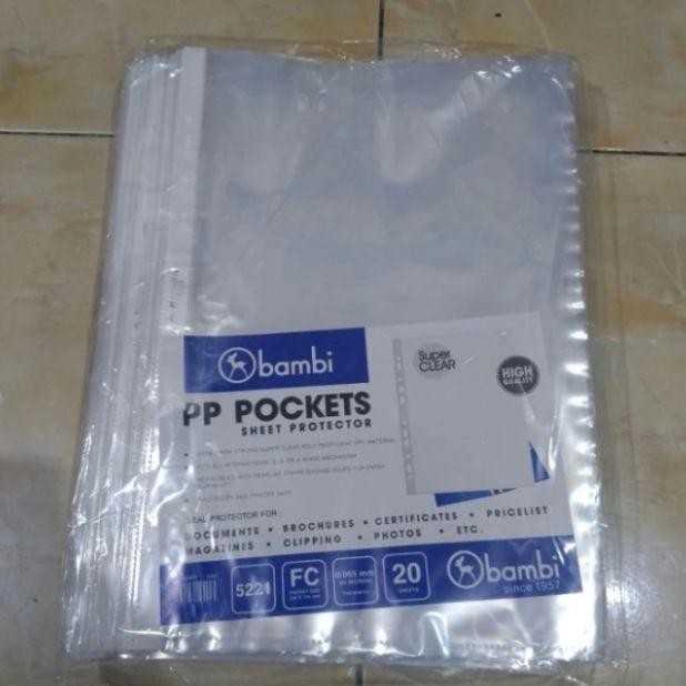 

SHEET PROTECTOR PP POCKETS BAMBI FOLIO TYPE 5521 KODE 186