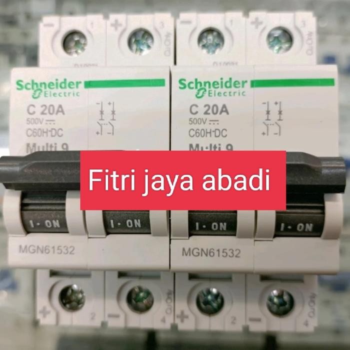Mcb Schneider C60H-Dc 6A 10A 16A 20A 2P 2Phase Mcb C60H Dc Schneider