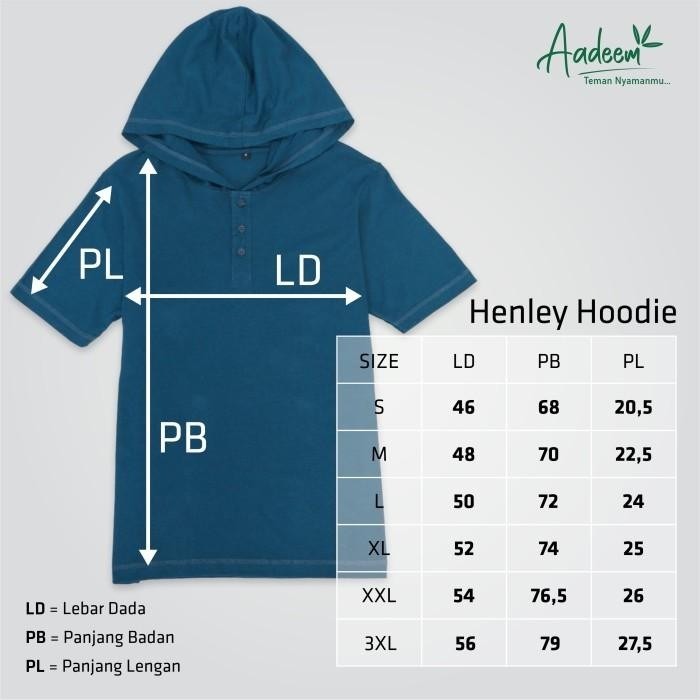 (Allthebest) Henley Hoodie Aadeem / Kaos Hoodie Katun Bambu / Kaos Kupluk Pria