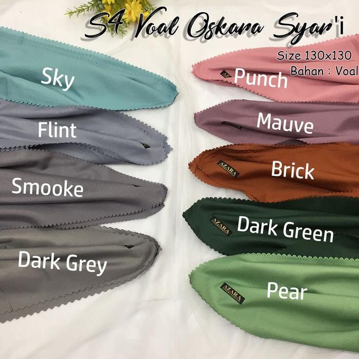 (Allthebest) Kerudung Syari Square Voal Polos Segi Empat Ukuran 130 x 130 Oskara Jilbab Muslim