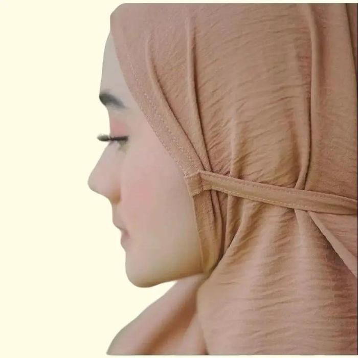 (Allthebest) - HIJAB BERGO MARYAM CRINKLE AIRFLOW/ KHIMAR JUMBO TALI NON PED M L XL Panjang Muslim