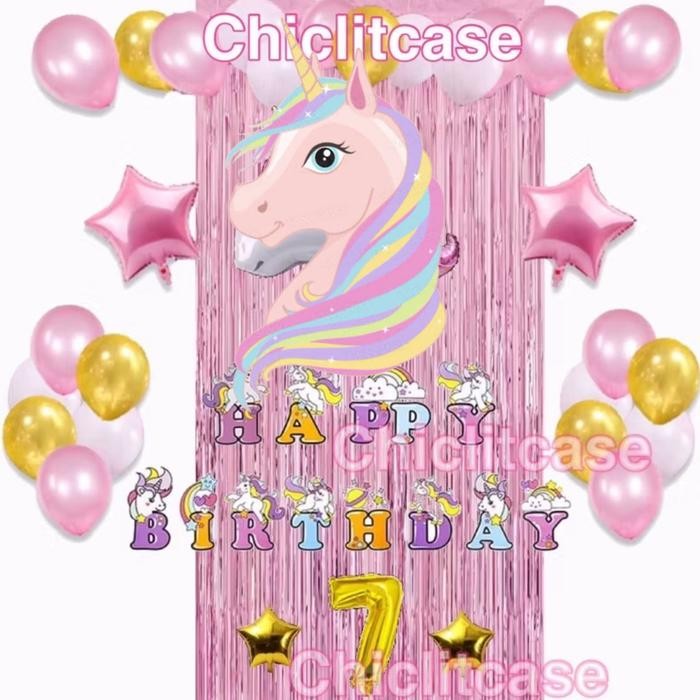 

Terlaris Paket balon dekorasi ulang tahun anak perempuan HK/ unicorn / mermaid / pake balon dekorasi
