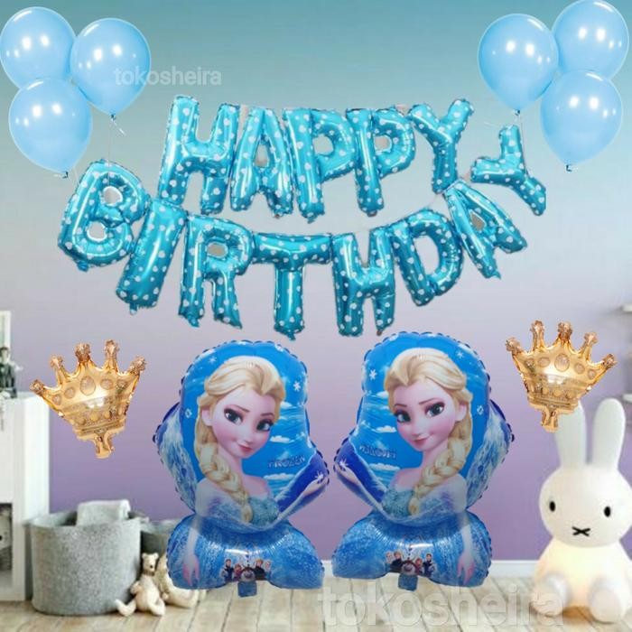 

Terlaris Paket Dekorasi Ulang Tahun Balon Frozen Happy Birthday Set Biru Elsa SALE