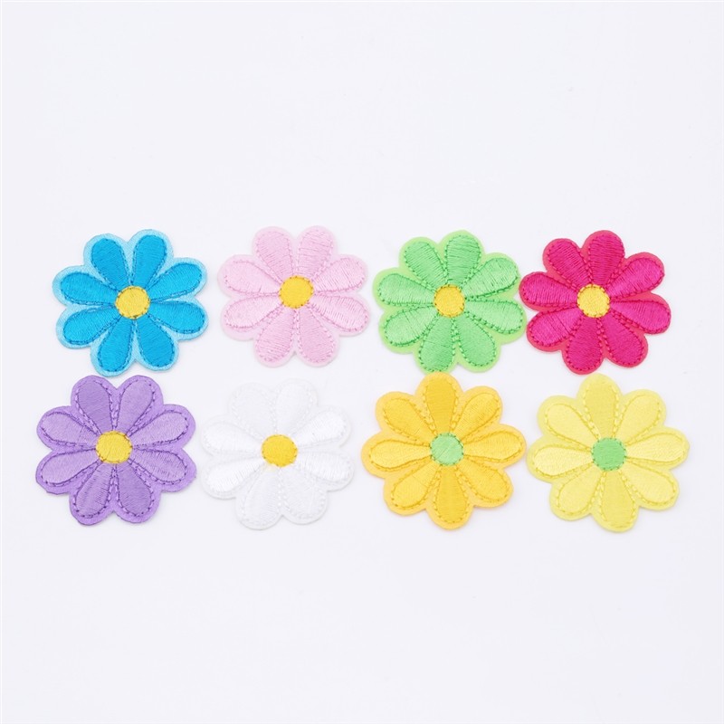 5PCS Embroidery Daisy Sunflower Flowers Sew Iron On Patch Badges Daisy Bag Hat Jeans Clothes Appliqu