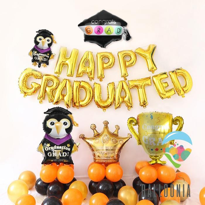 

Terlaris SET Foil Balloon Happy Graduated / Dekorasi Balon Kelulusan SALE