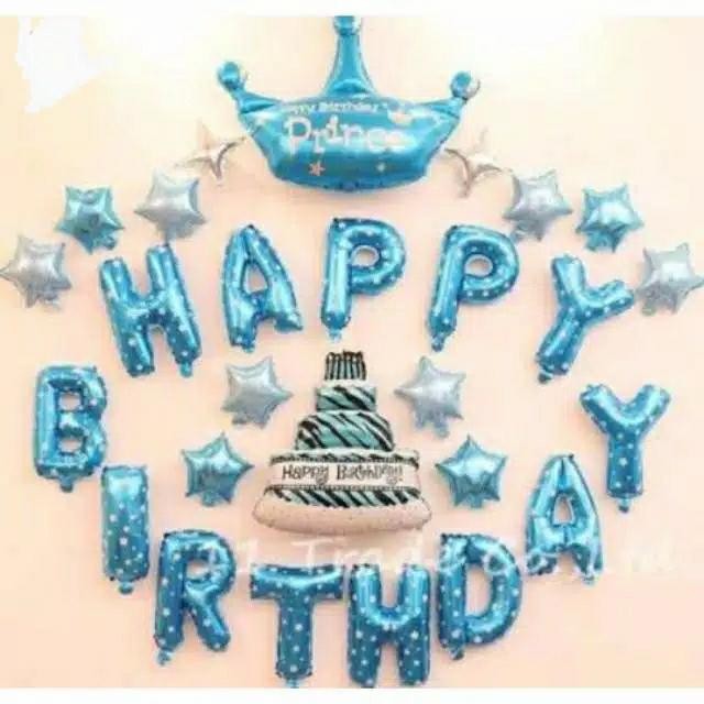 

Terlaris Windblown Balloon Foil Set Happy Birthday Prince Blue Boy/HBD Prince SALE
