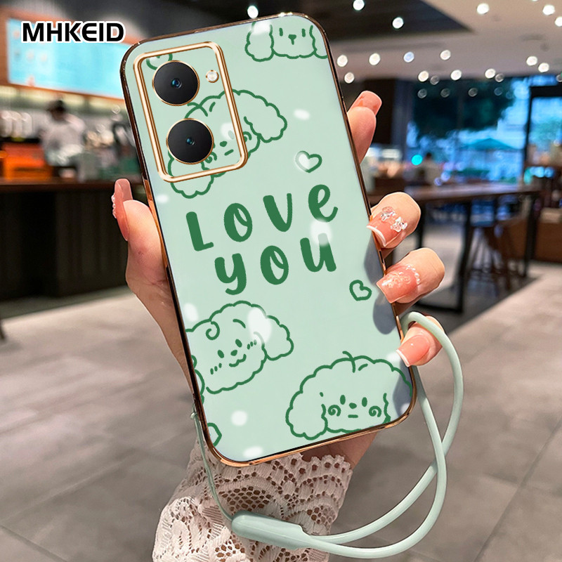 MHKEID Casing Hp Untuk VIVO Y03 Y18 Y18E Y28s Y28 5G Y28 2024 4G Case Casing pola Anak Anjing dan Ke
