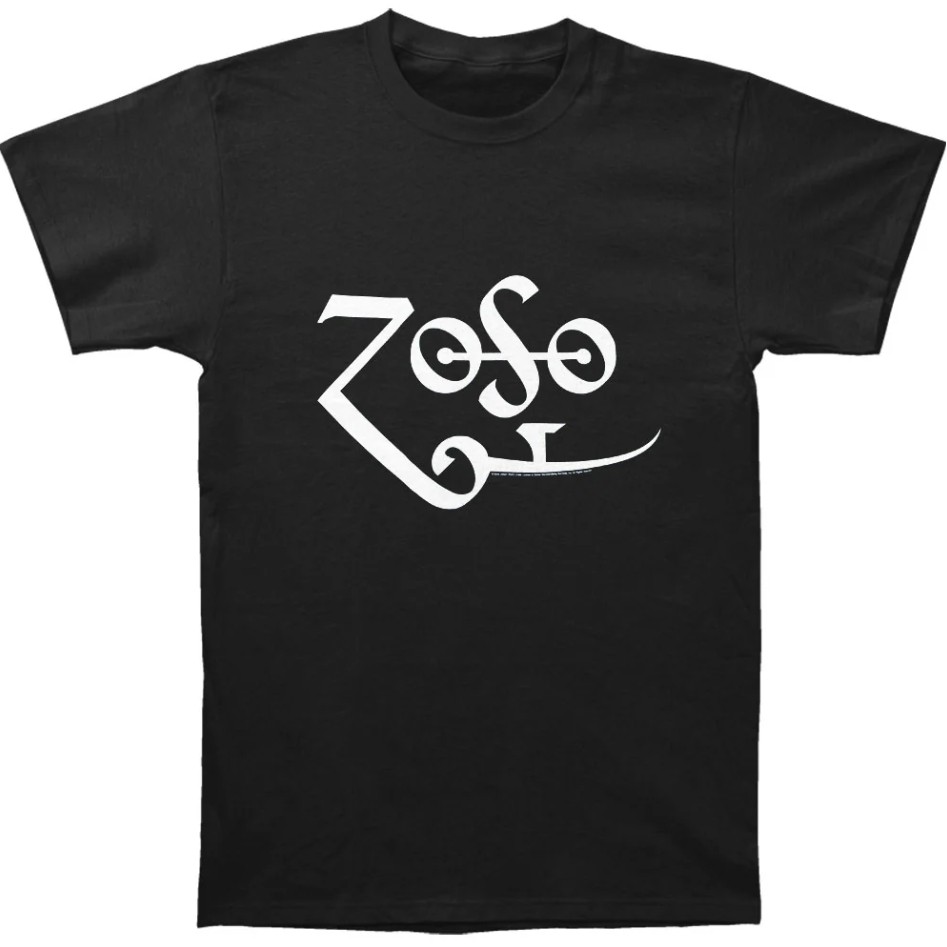 Kaos Logo Zoso Putih JIMMY PAGE Katun CrewNeck Unisex Pria Wanita
