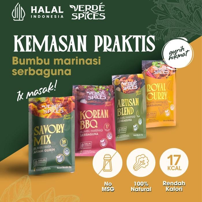 

EJ773 Verde Spices Bumbu Marinasi Dry Rub Serba Guna Rendah Kalori / Sachet 8g / Powder Bubuk Rempah
