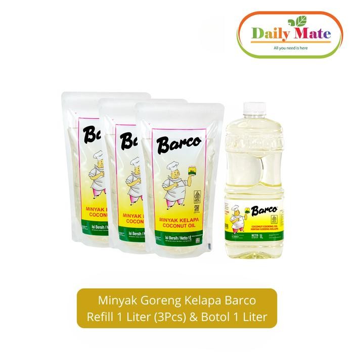

Paket Minyak Goreng Kelapa Barco Pouch 1Ltr - 3pcs & Bottle 1Ltr