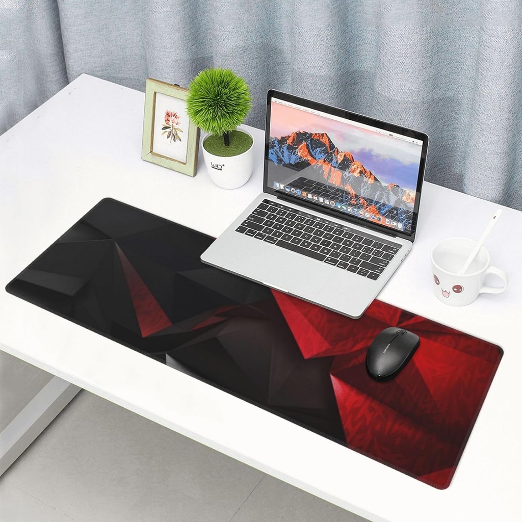 Mouse Pad Rubber Stitched Edge Red Black Abstract 300x800x3 mm RK-0FBQ Black/Red
