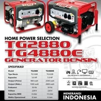 ready Genset 2800 watt. Tiger TG4880E. Double stater