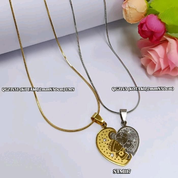 (50CM) Kalung Couple Putih Emas Titanium Kalung Wanita Kalung Pria Kalung Wanita *