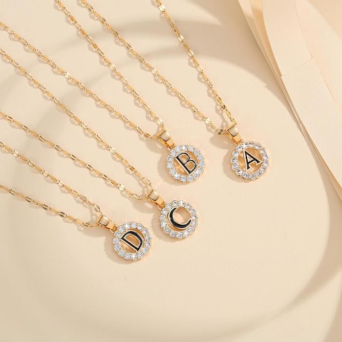 Y290 Kalung Inisial Huruf A To Z Titanium Fashion Korea Untuk Wanita Kalung liontin Kalung panjang