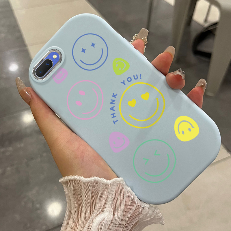 Casing Hp Untuk OPPO A5 A3s A12E Realme C1 Case Casing tas emosi senyum pola HP Kesing bulat gemuk S