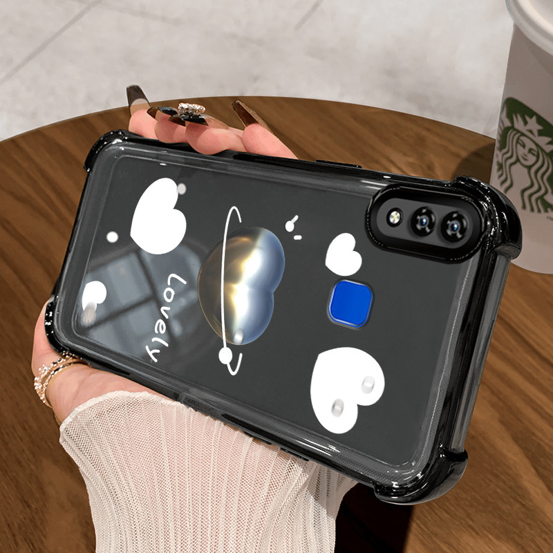 Casing Hp untuk VIVO Y91 Y91i Y93 Y95 Y91C Y1s Y90 Case Casing Silver Love Planet Cesing pelindung S