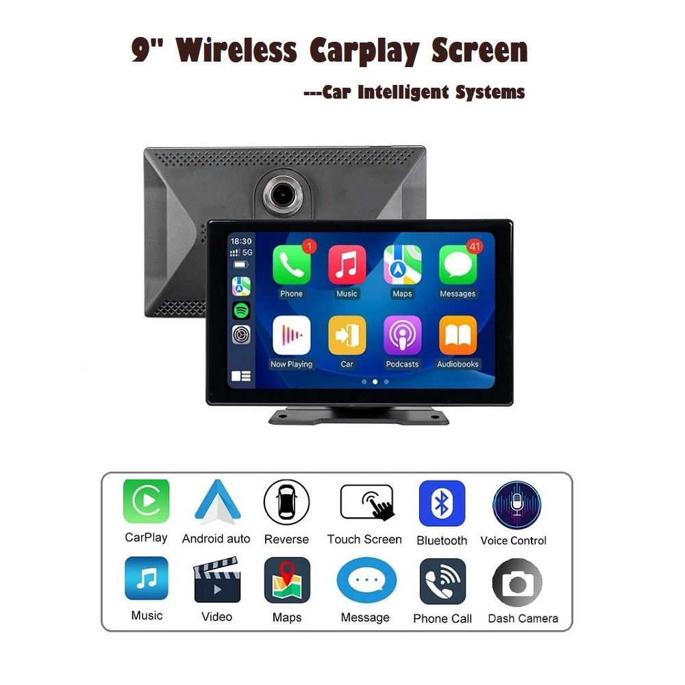 9 Inch Wireless Carplay Screen Android Auto Multimedia Player Portable Car Video Recorder Voice Cont