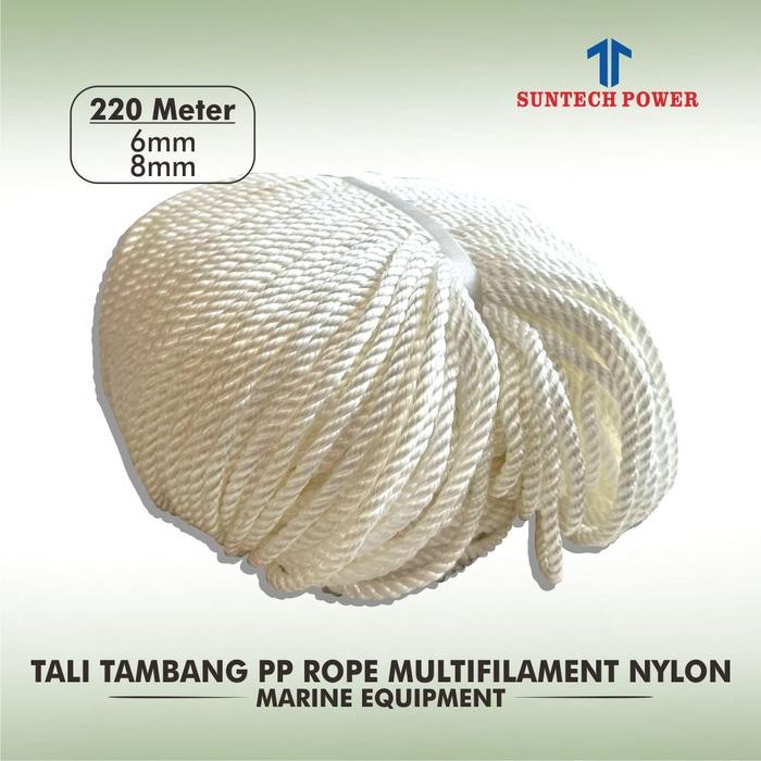 Tali Tambang PP Rope Putih Nylon Multi 6mm 16mm /Roll 220M
