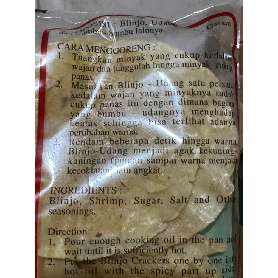 

Belinjo Udang / Emping Manis Ny Siok 200 Gram