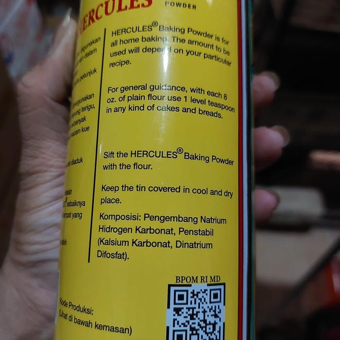 

Hercules Baking Powder Double Acting Kaleng 450 Gram