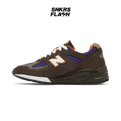 NEW BALANCE 990 V2 MADE IN USA BROWN PURPLE Sepatu Sneakers Unisex - M990BR2 - Size 44.5