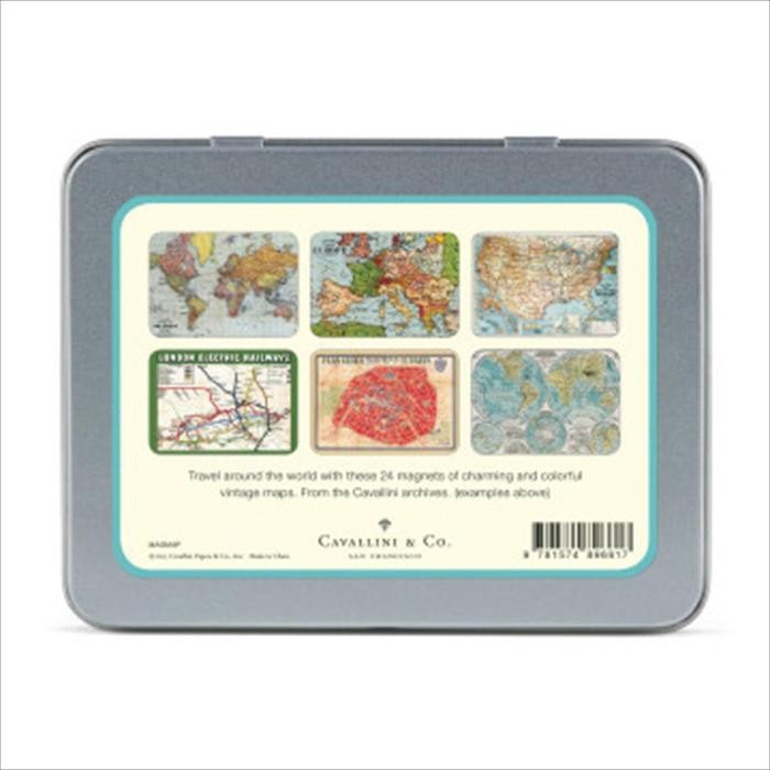 

Cavallini Vintage Maps Set Of 24 Magnets In Tin